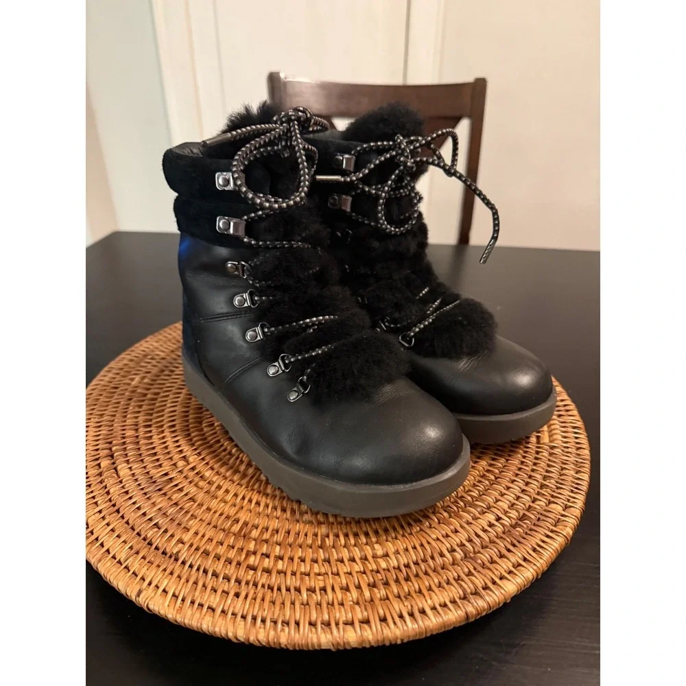 UGG Viki Boot Black‎ Waterproof Leather  Vibram Arctic Grip Women